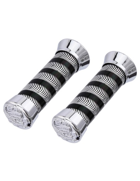 Grips 7/8 long 130mm Swirl 9518 Black/Chrome Eagle.